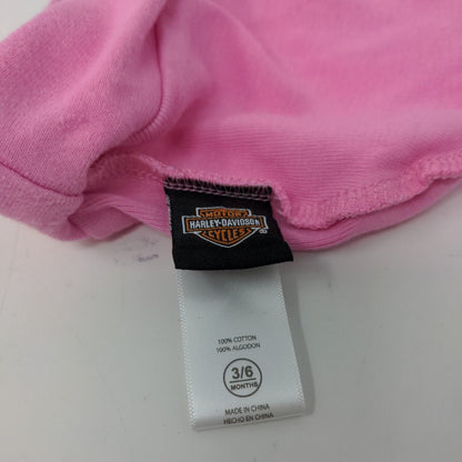 Harley Davidson Baby Girl's Beanie Hat Pink Size 3/6 Months Embroidered Logo