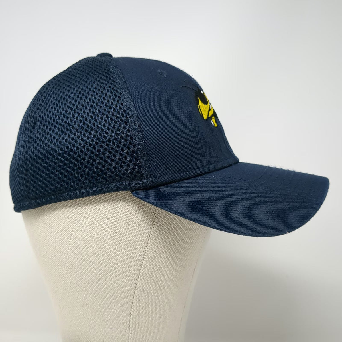 New Era Baseball Cap Blue M Mascot Yellow Jacket Mesh Stretch Fit 39THIRTY Hat