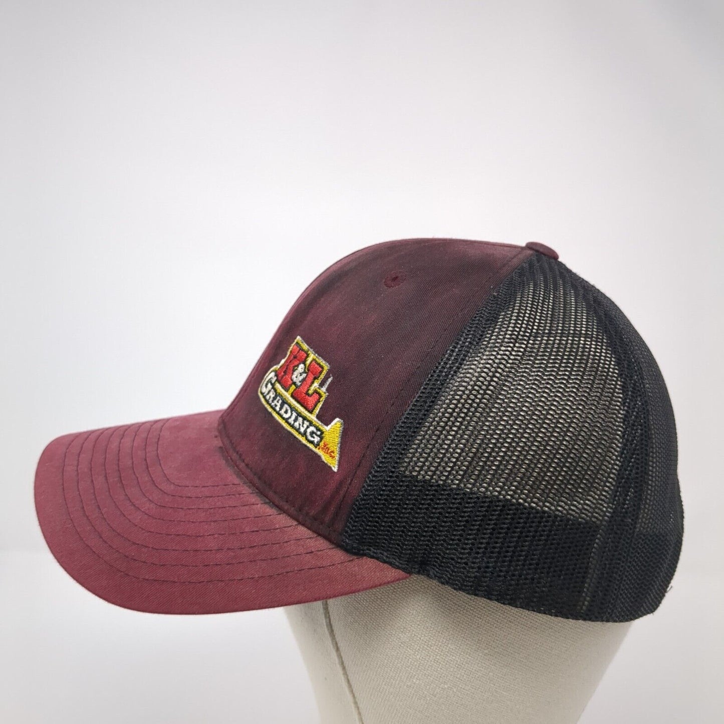 K&L Grading LLC Snapback Trucker Hat Red One Size Adjustable Mesh Richardson