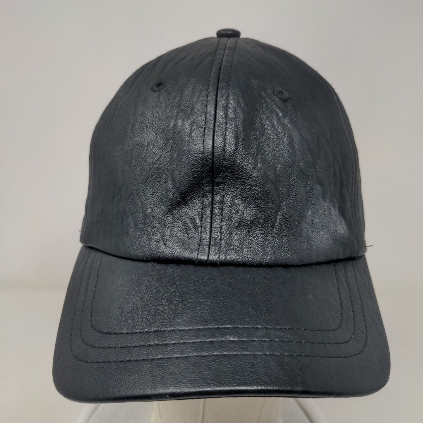 A New Day Fitted Vegan Leather Hat Black One Size 6 Panel Blank