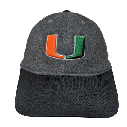 Miami Hurricanes Slideback Hat Gray OSFA Adidas Embroidered Logo Wool Blend