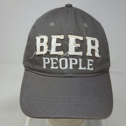 We People Baseball Cap Gray One Size Beer Patch Frayed Slideback Hat Underbrim