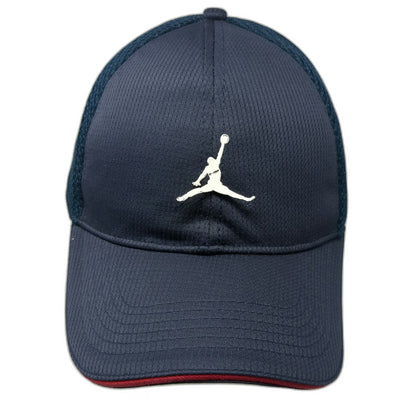 Jordan Baseball Cap Blue OS Mesh Back Jumpman Logo Red Accent Slideback Hat