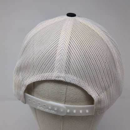 Richardson Snapback Trucker Hat Black One Size Embroidered Logo Mesh Back