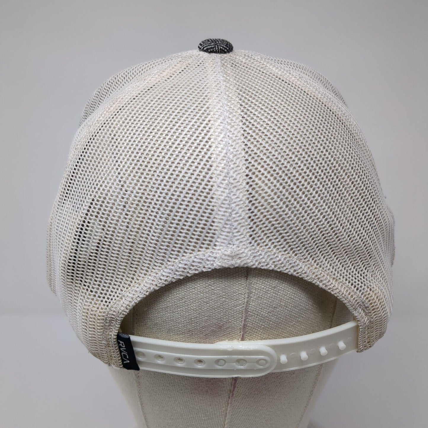 RVCA Quality And Function Snapback Trucker Hat Gray One Size Mesh Back