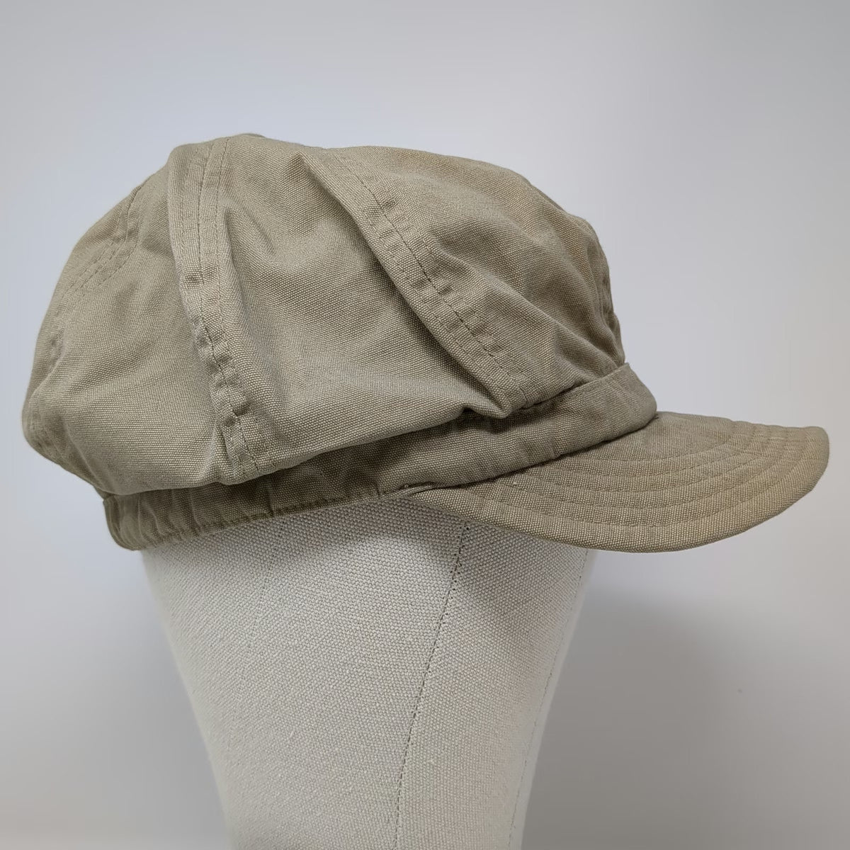 Army Cap Beige One Size Elastic Back Cotton Canvas Cadet Military Blank Hat