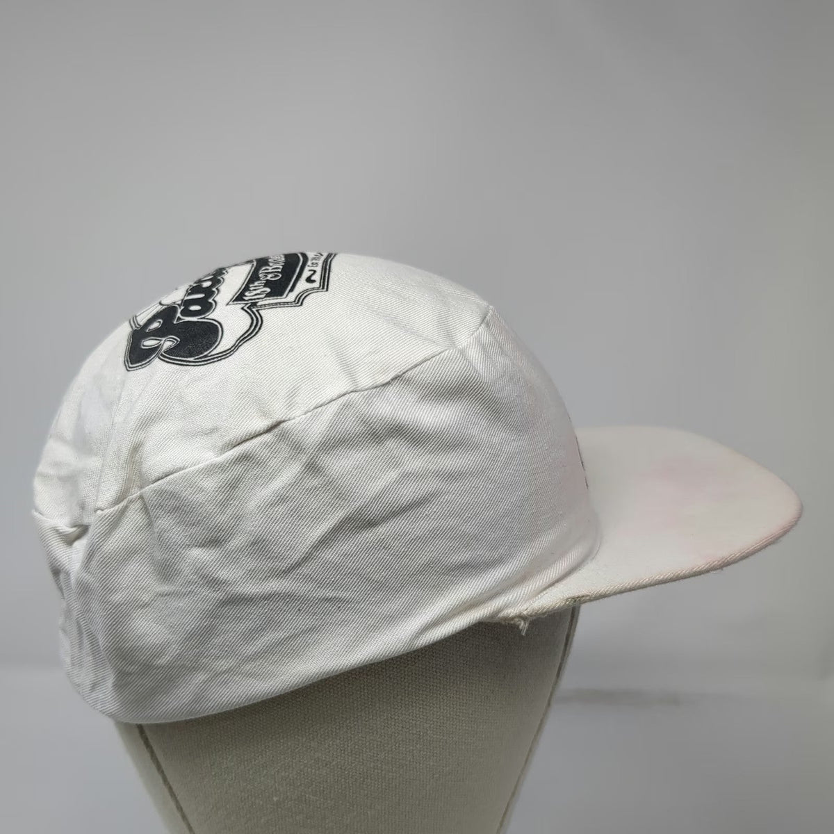Adidas Army Cap White One Size Equipment Logo Elastic Back Flat Brim 3 Panel Hat