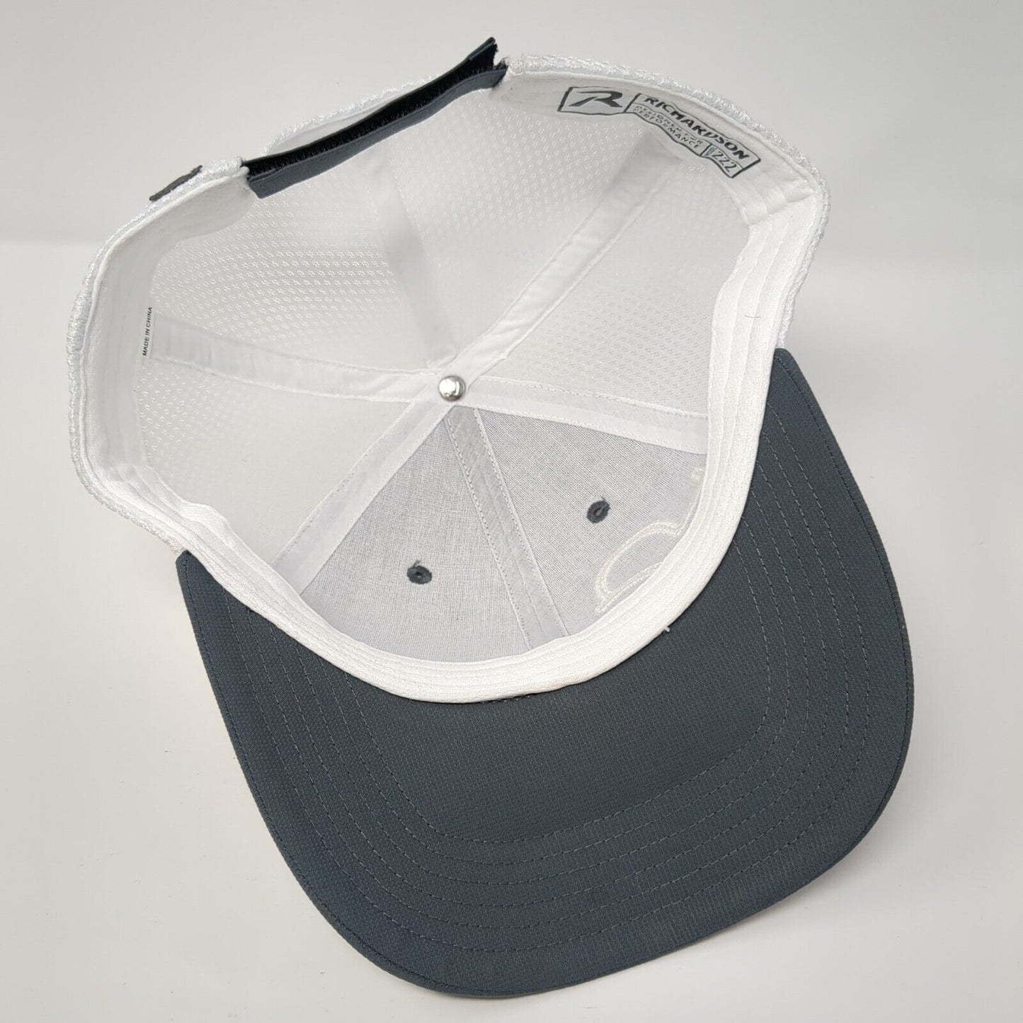 Richardson R-Active Strapback Trucker Hat Gray One Size Mesh Back Logo