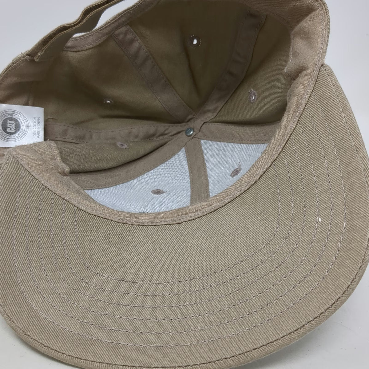 Caterpillar Baseball Cap Beige Black One Size Embroidered Logo Strapback Hat