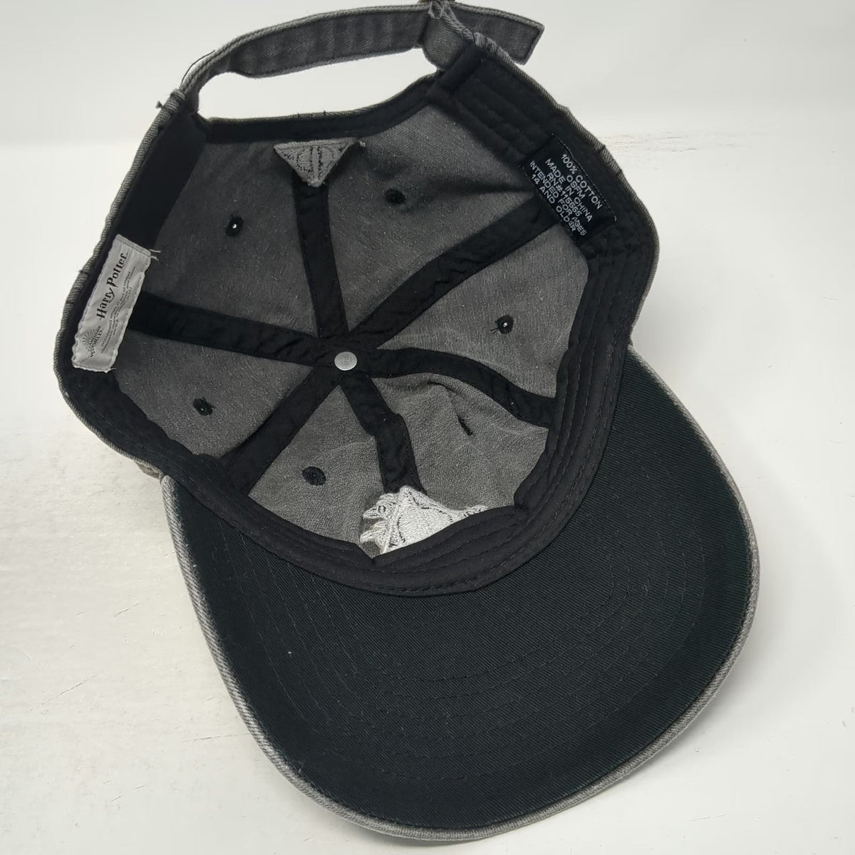 Harry Potter Baseball Cap Gray One Size Floral Deathly Hallows Washed Cotton Hat