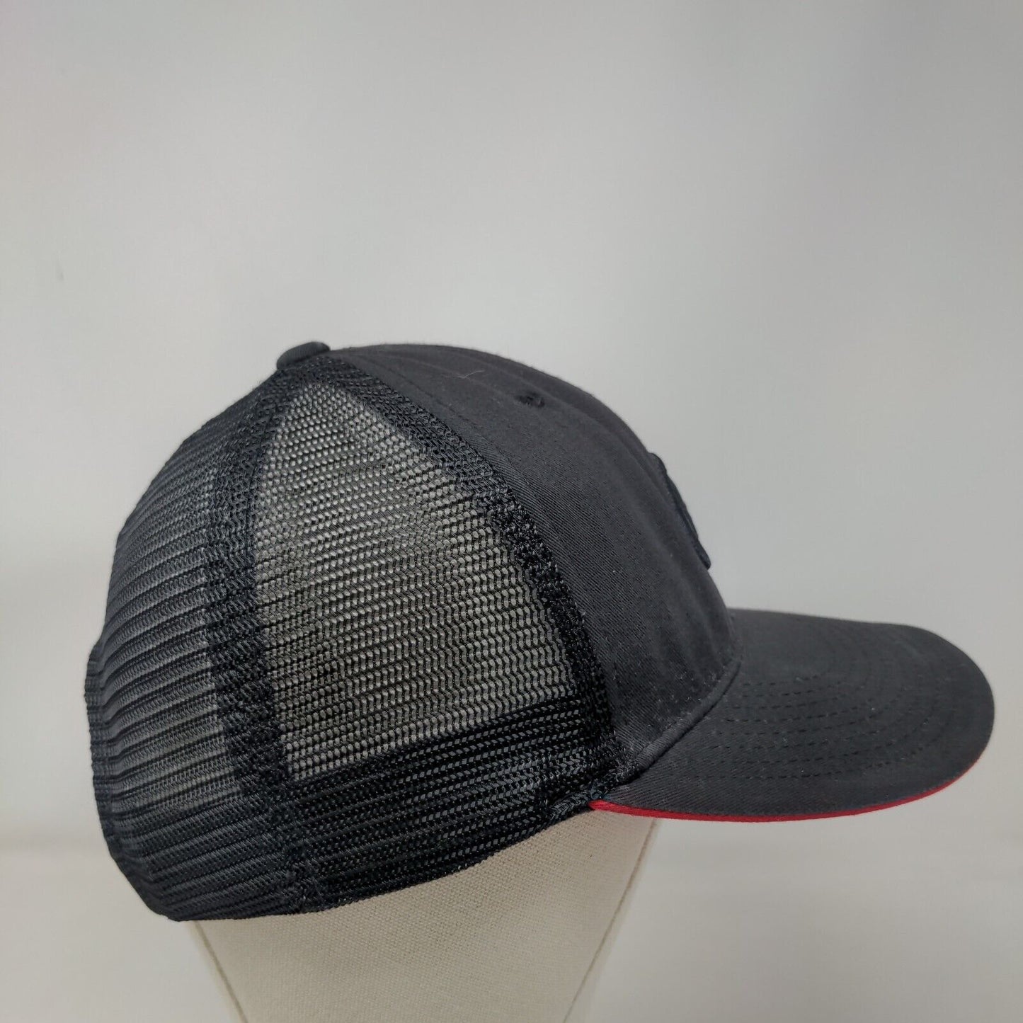 Champion Snapback Trucker Hat Black OSFM Embroidered Mesh Back 6 Panel