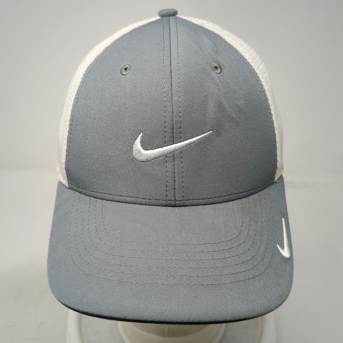 Nike Baseball Cap Gray XL Mesh Back Dri-Fit Legacy 91 Swoosh Hat Stretch Fit