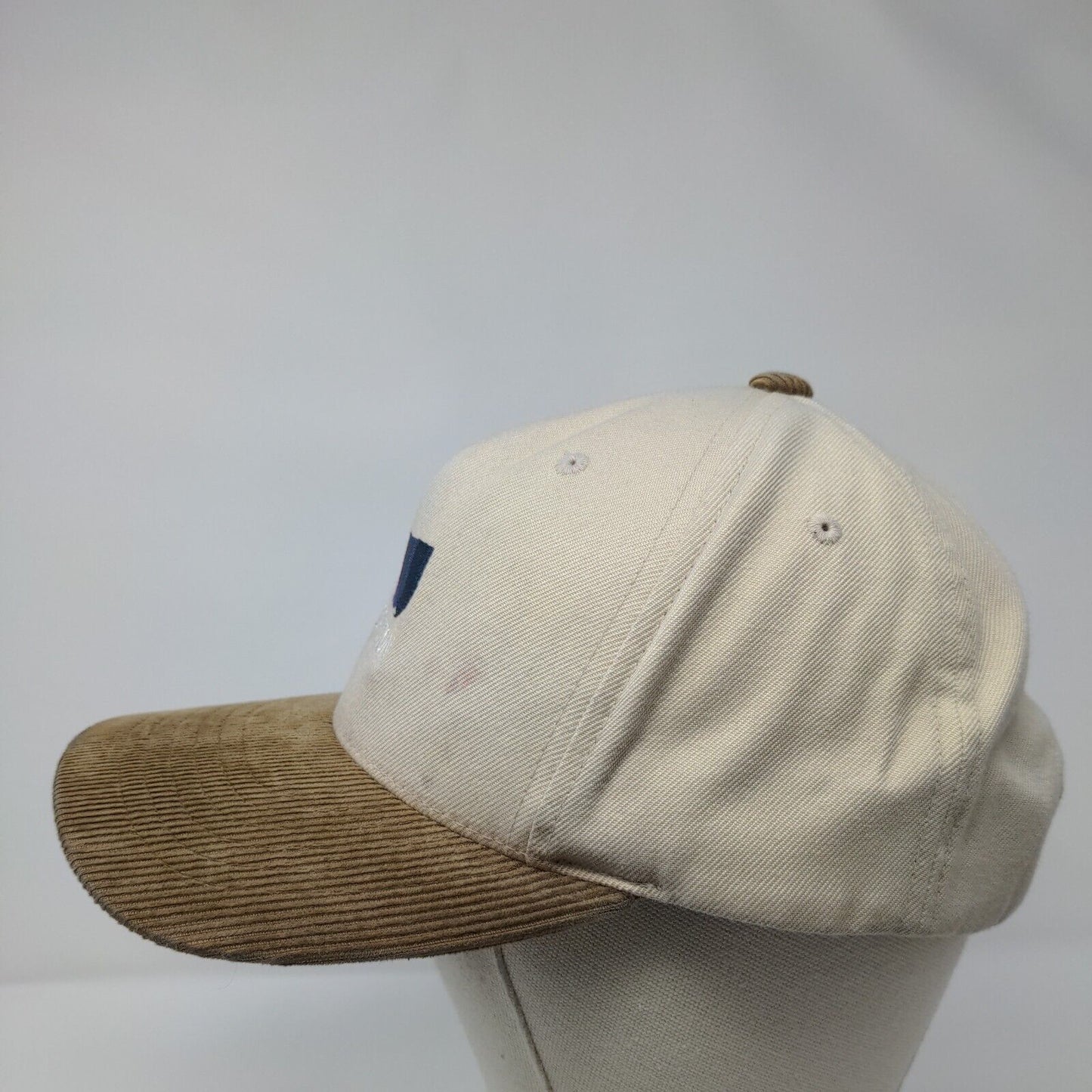 Brixton Snapback Hat Tan OSFA Adjustable Embroidered Corduroy 6 Panel