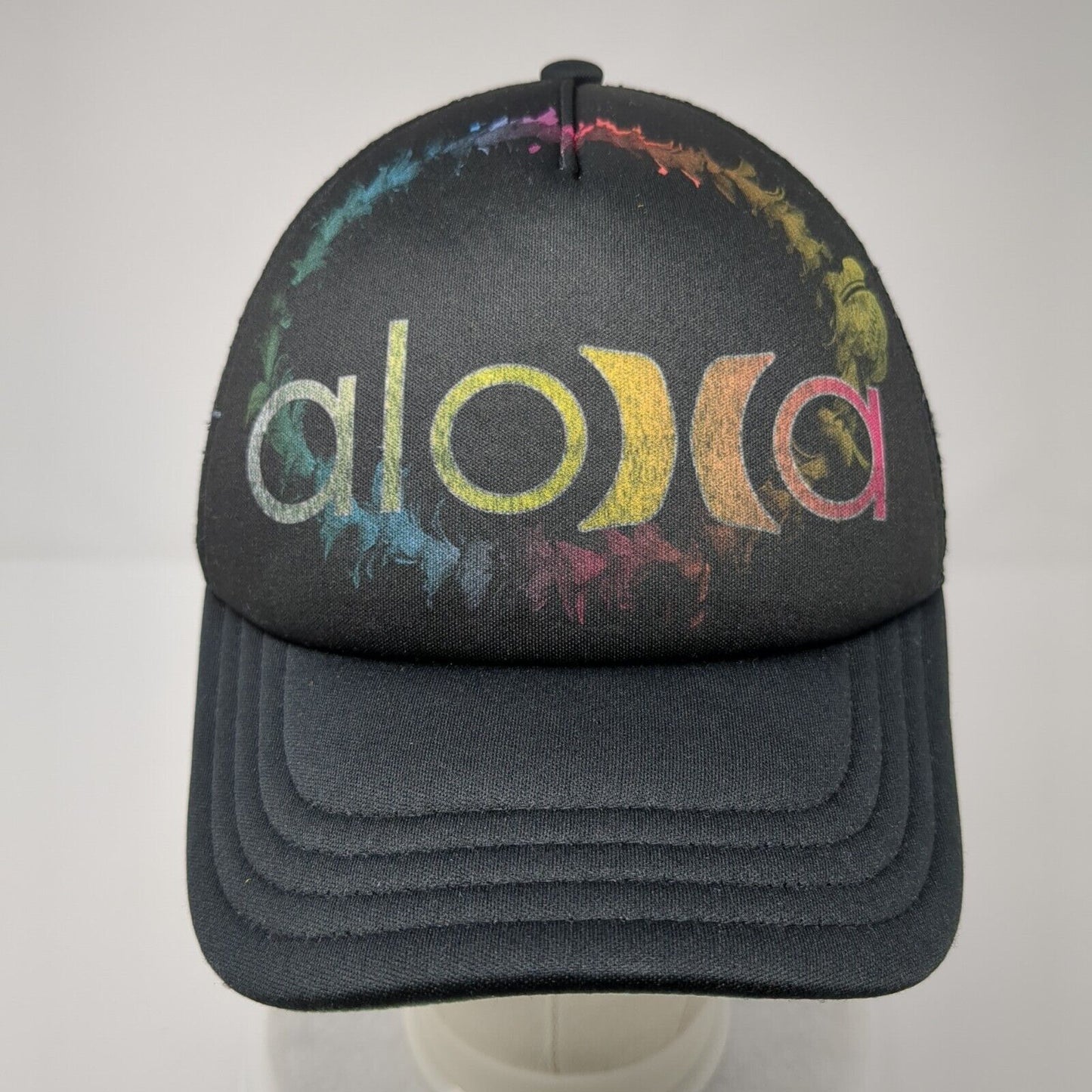 Aloha Hawaii Snapback Trucker Hat Black One Size Adjustable Mesh Back 6 Panel