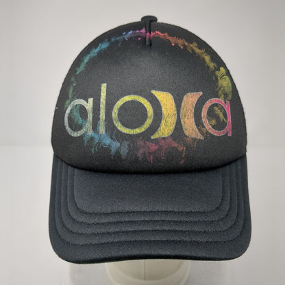 Aloha Hawaii Snapback Trucker Hat Black One Size Adjustable Mesh Back 6 Panel