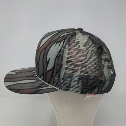 The Mad Hatter Men's Snapback Mesh Back Hat Fits All Striped Logo Polyester