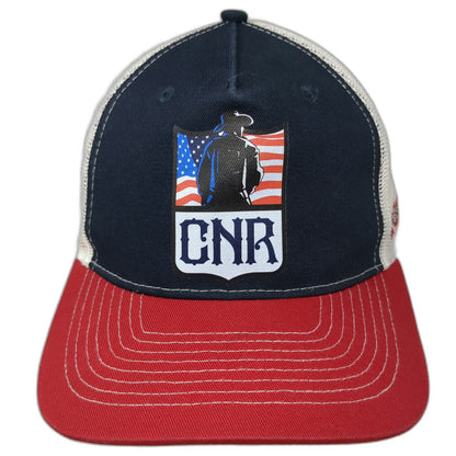 AMG Trucker Hat Blue One Size CNR American Flag D&B Supply Snapback Mesh Western