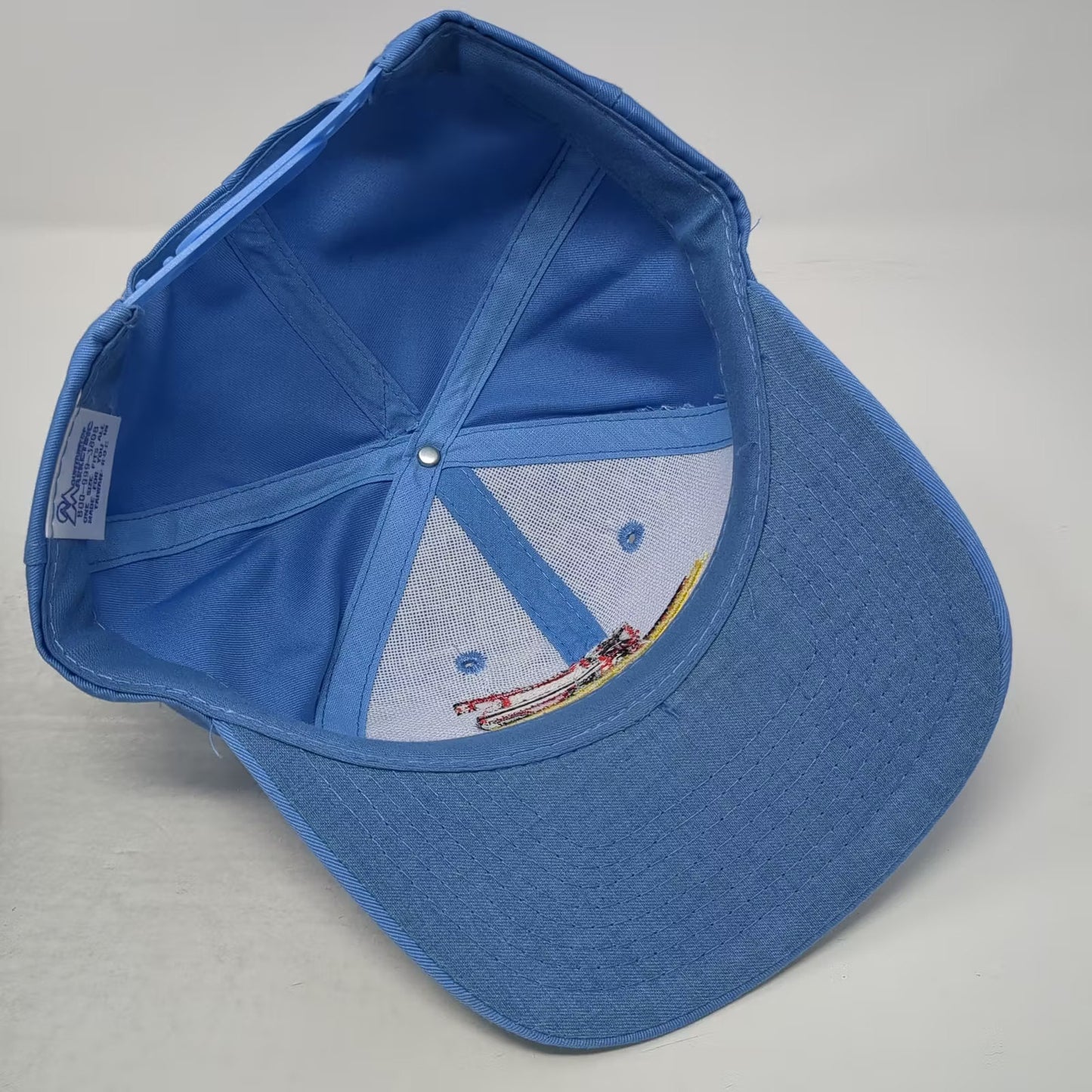 Mountain Marketing Friddle Custom Combining Blue Snapback Hat Harvester Vintage