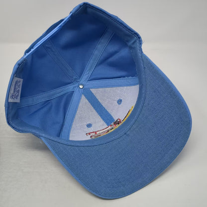 Mountain Marketing Friddle Custom Combining Blue Snapback Hat Harvester Vintage
