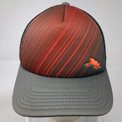 Oakley Trucker Hat Gray Red Black One Size Frog Logo Mesh Snapback Stripes Hat