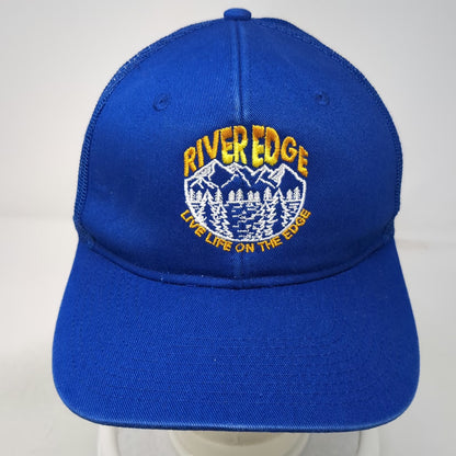 Port Authority Trucker Hat Blue One Size River Edge Mountains Mesh Snapback