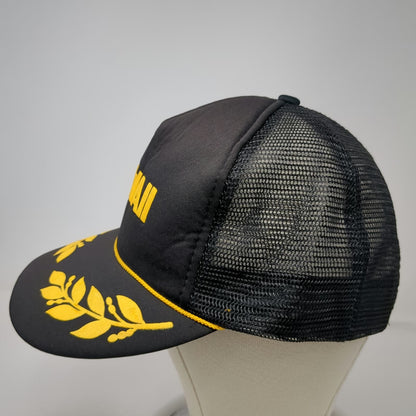 Hawaii Intercontinental Corp Black Trucker Hat Laurel Yellow One Size Snapback