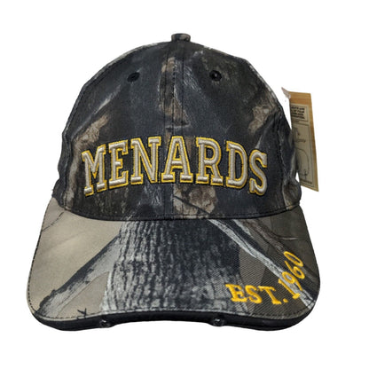 Menards Men's Strapback Hat Camo Adjustable Embroidered Logo Light Up LED W/Tags