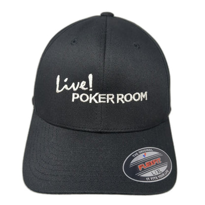 Port Authority Baseball Cap Black XL Live Poker Room Fitted Flexfit Curved Hat