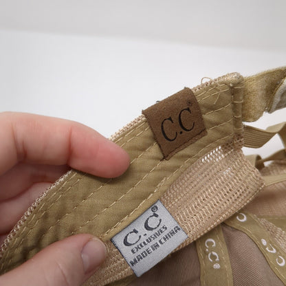 C.C Ponyback Strapback Trucker Hat Tan One Size Adjustable Blank Distressed