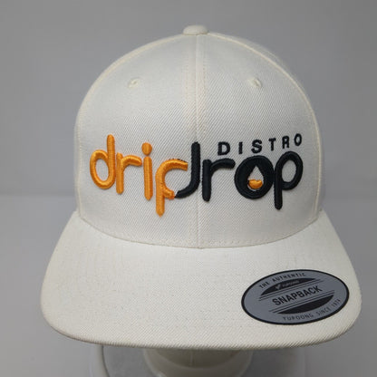 Distro Dripdrop Snapback Hat Cream One Size Adjustable Embroidered Yupoong