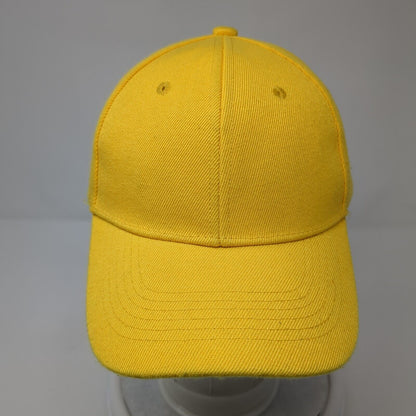 Unbranded Strapback Hat Yellow One Size Adjustable Solid 6 Panel Blank
