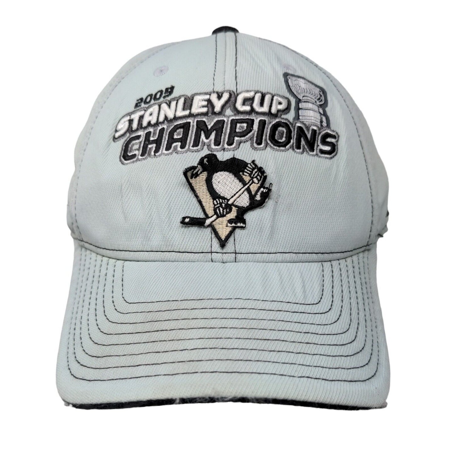 Reebok NHL Men's Fitted Hat OSFA Gray Philadelphia Penguins 2009 Stanley Cup