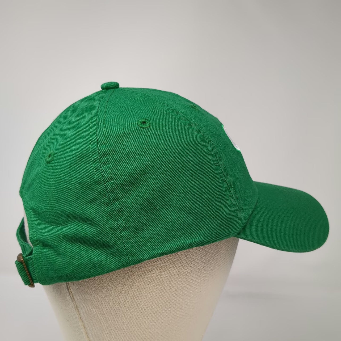 Baseball Cap Green White One Size eez CO Logo Slideback Cotton Hat Embroidered