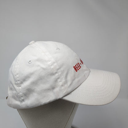 Beer + Baseball Slideback Hat White One Size Adjustable Vented Holes Cotton