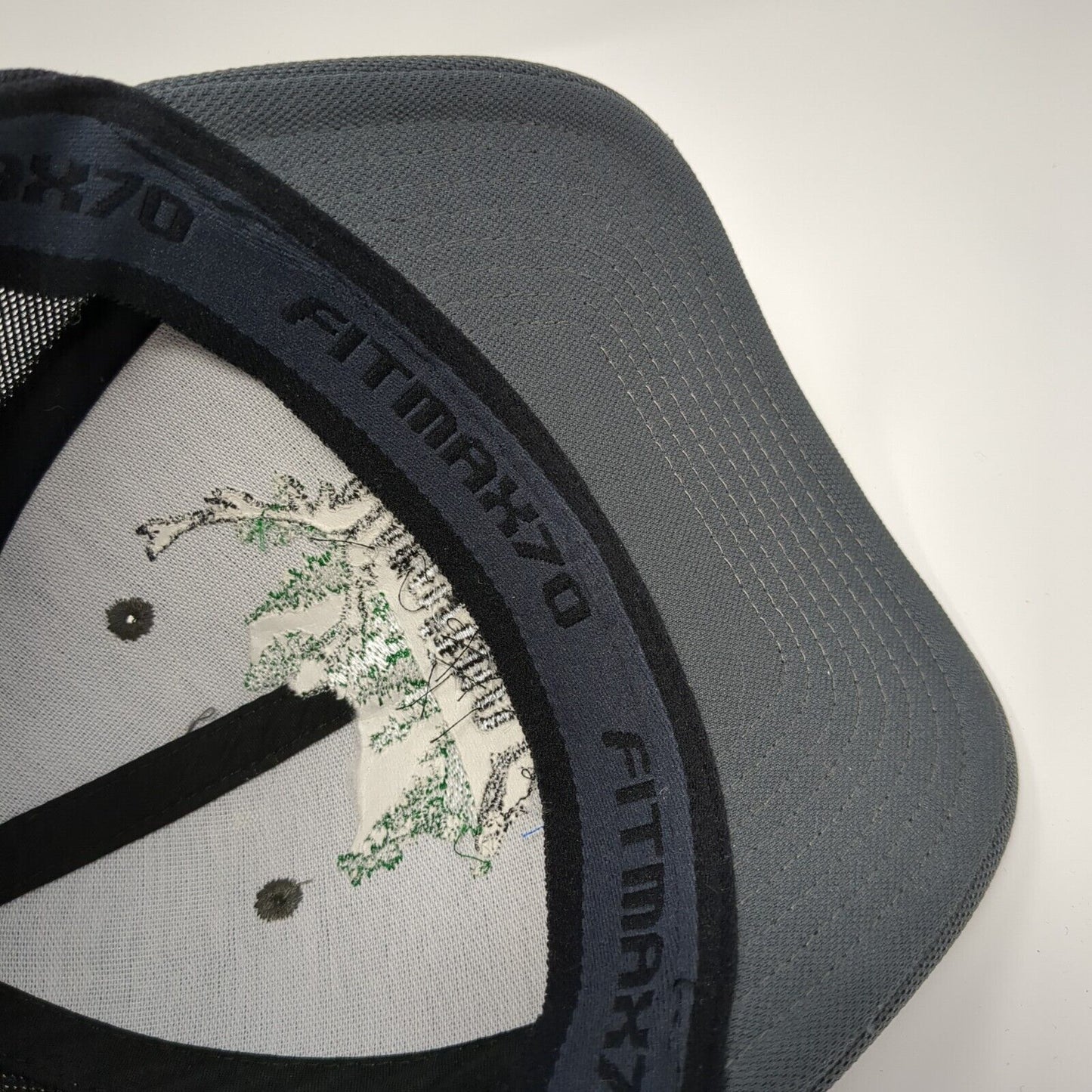 Orofino Idaho Fitted Trucker Hat Gray S/M Fitmax70 Embroidered Mesh Back