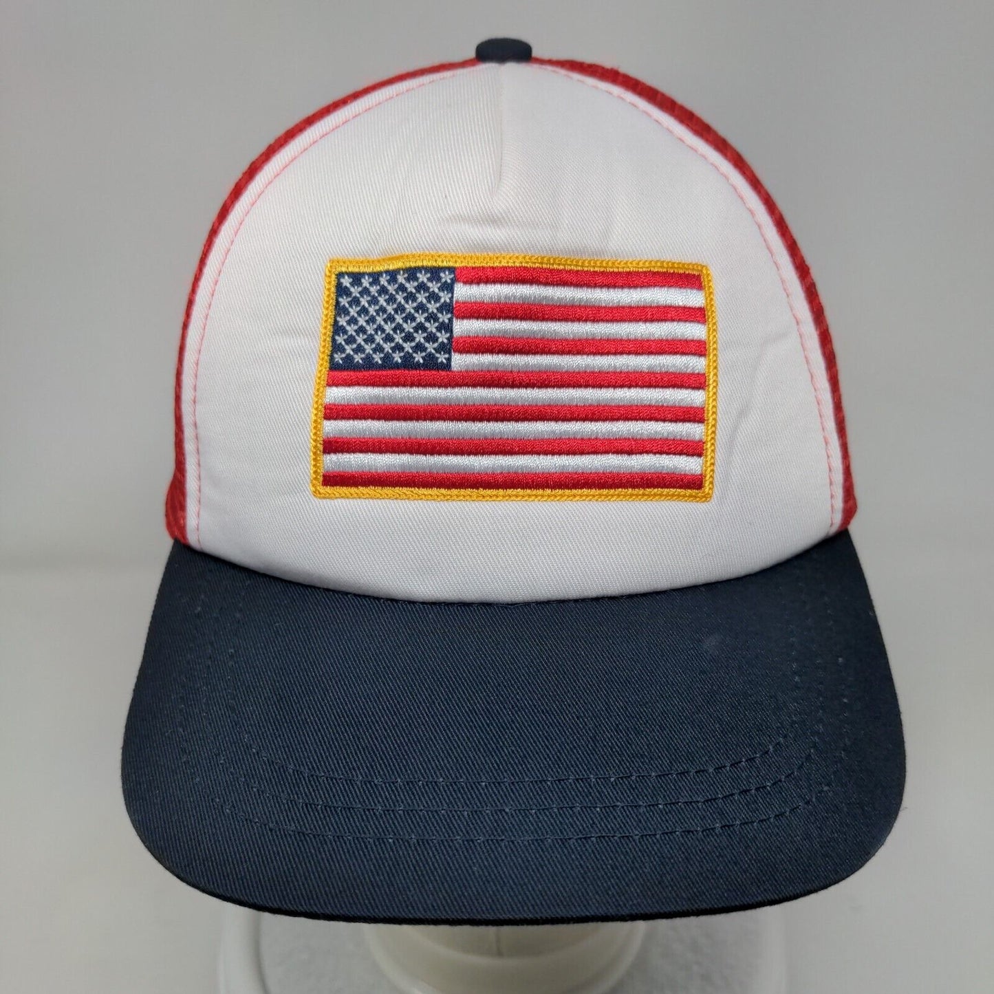 American Flag Snapback Mesh Back Trucker Hat Multi OSFM Colorblock