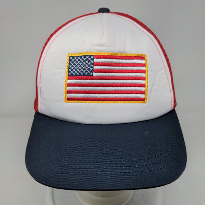 American Flag Snapback Mesh Back Trucker Hat Multi OSFM Colorblock