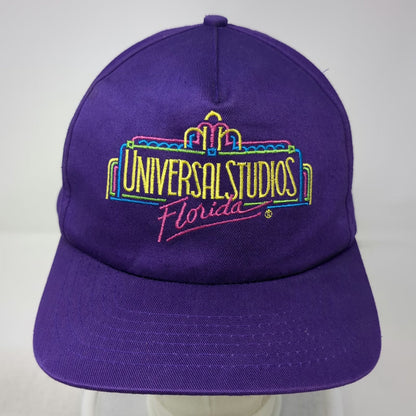 Universal Studios Florida Neon Sign Logo 5 Panel Purple Hat Snapback Vintage