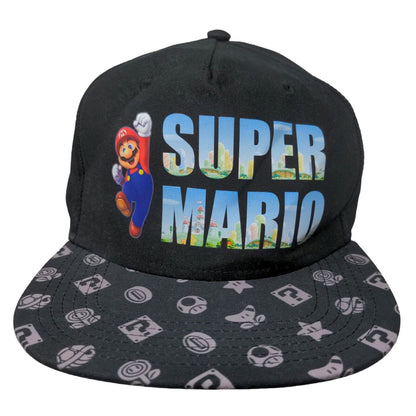 Super Mario Boy's Snapback Hat Black OSFM Graphic Logo 2022 Adjustable
