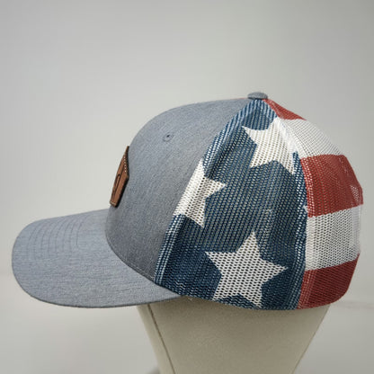 Richardson Trucker Hat Gray One Size The Wild Race Leather Patch Stars Stripes