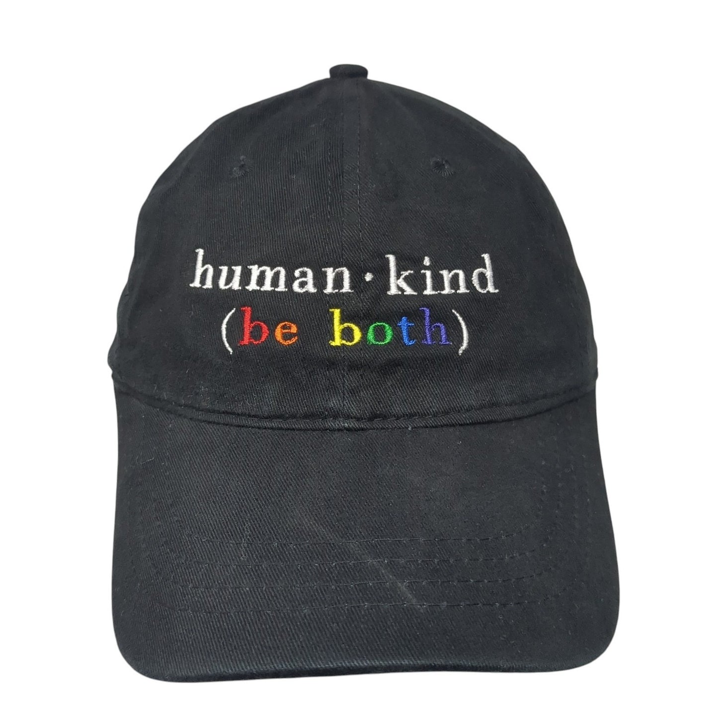 Human Kind Be Both Slideback Baseball Cap Black OS Adjustable Big Accesories