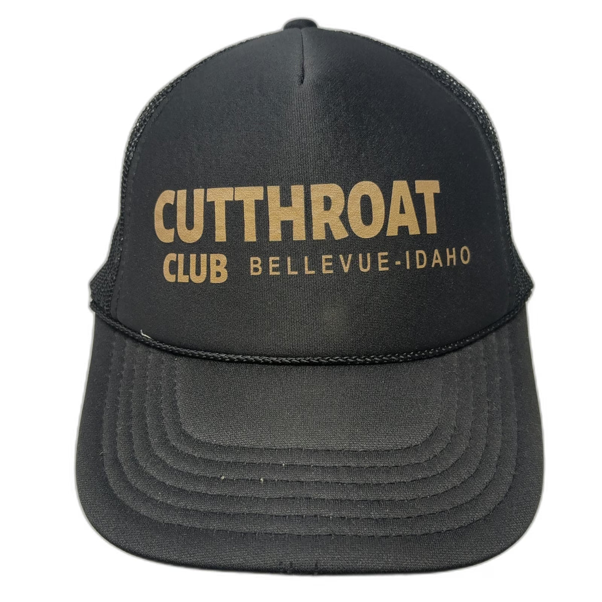 OTTO Cutthroat Club Bellevue Idaho Trucker Hat Black Gold One Size Mesh Snapback