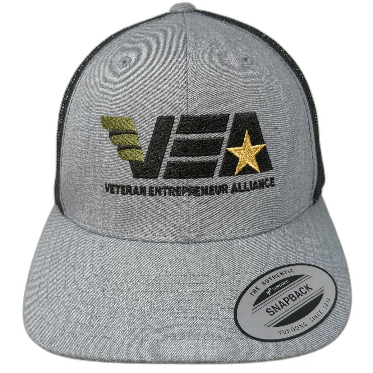 Yupoong Trucker Hat Gray Black OSFM Mesh Snapback Veteran Entrepreneur Alliance