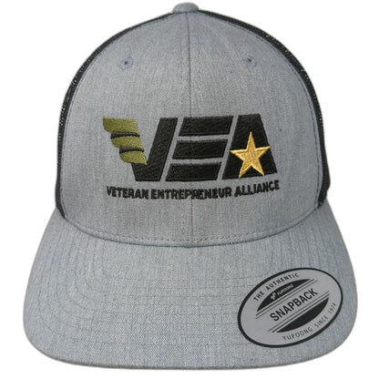 Yupoong Trucker Hat Gray Black OSFM Mesh Snapback Veteran Entrepreneur Alliance