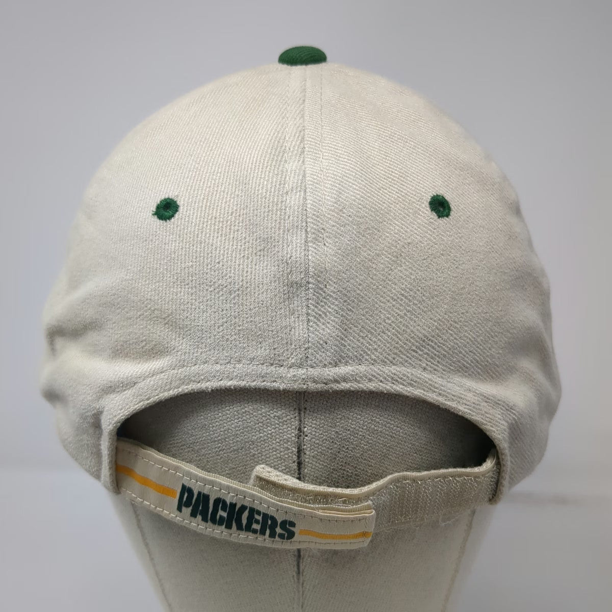 Green Bay Packers NFL Cap Hat Beige One Size Strapback Green Underbrim Logo