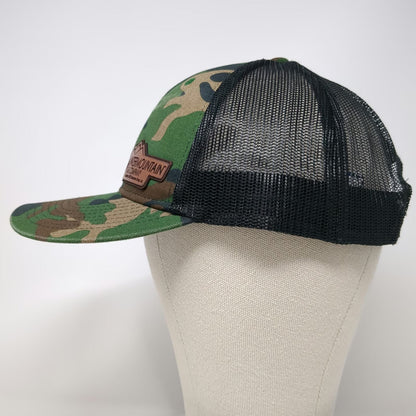 Port Authority Trucker Hat Green Black One Size Camo Leather Patch Gas Company