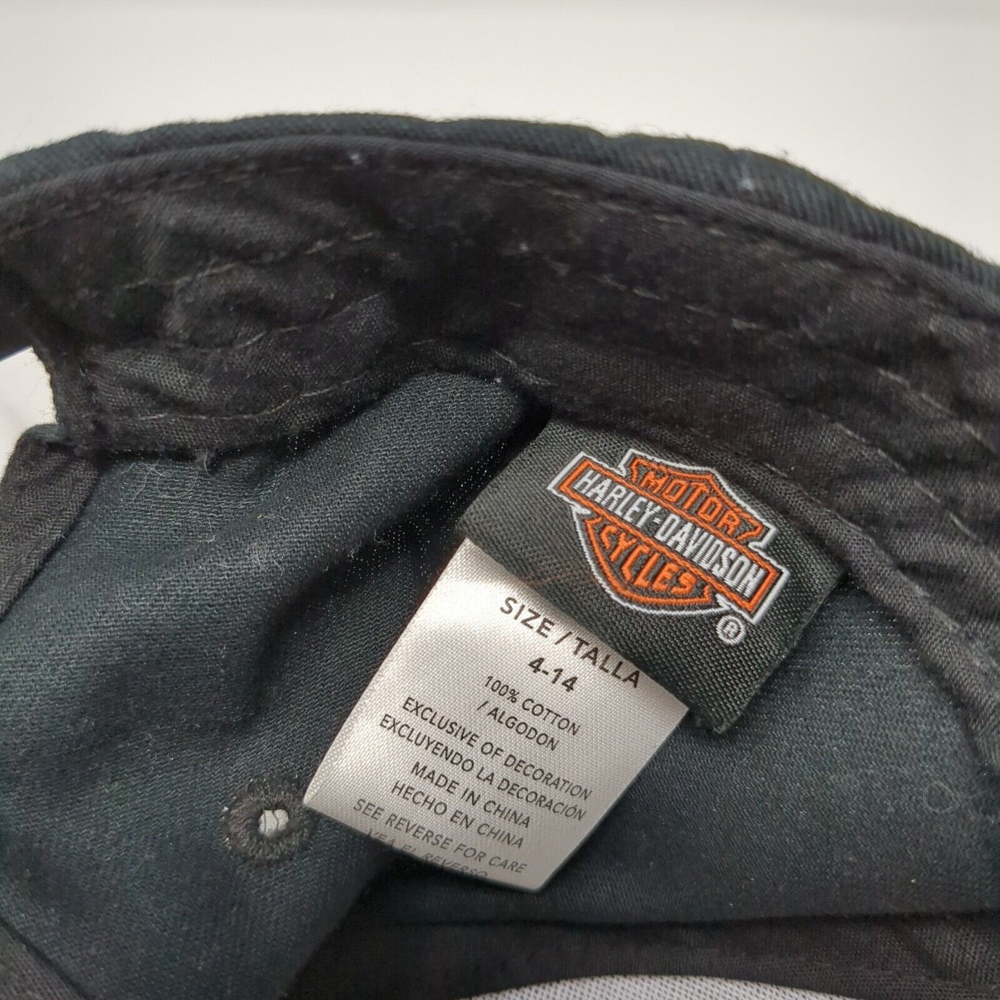 Harley-Davidson Snapback Hat Black Size 4-14 Adjustable Embroidered Cotton