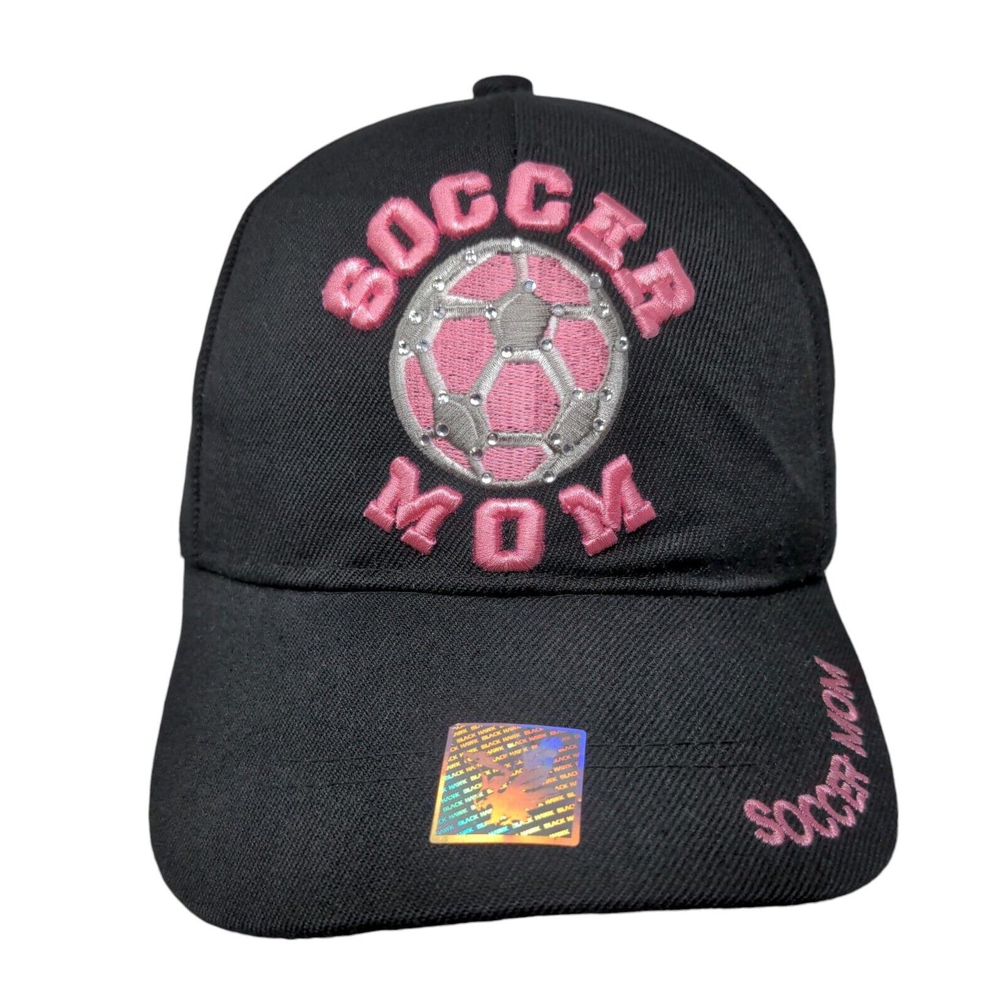Soccer Mom Strapback Hat Black One Size Embroidered Adjustable Blackhawk