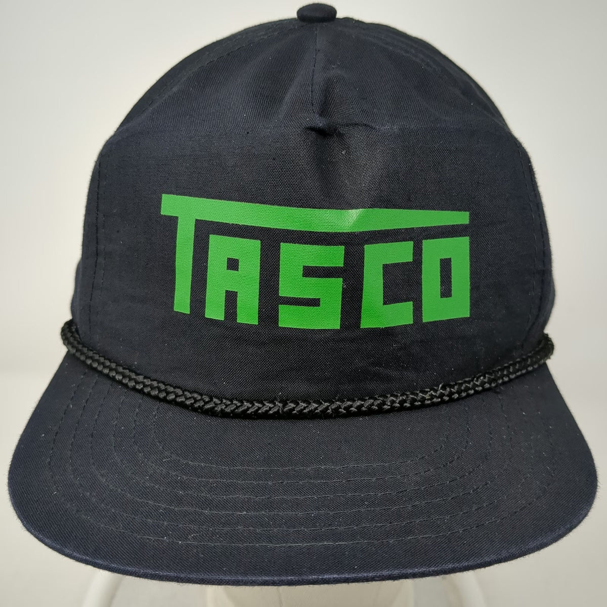Tasco 5 Panel Blue One Size Snapback Rope Hat Cotton Green Logo Underbrim