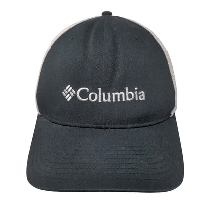 Columbia Fitted Trucker Hat Black L/XL Embroidered Colorblock Mesh Back